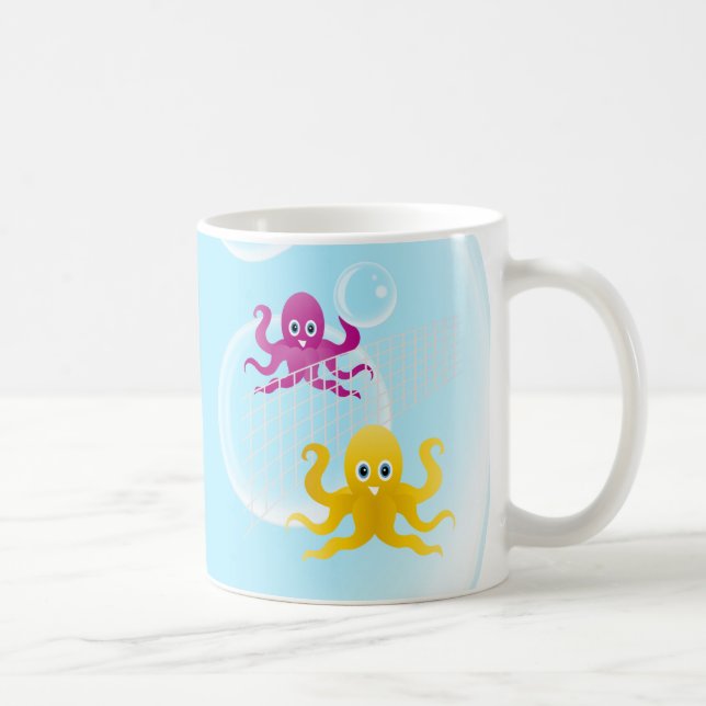 Caneca De Café Polvos engraçados jogando voleibol (Direita)