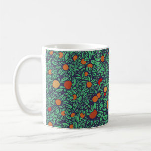 Caneca De Café Pomar Rico: Padrão de Árvore Vintage.