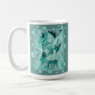 Caneca De Café Pomba Com Texto Paz Celta em Tons de Água