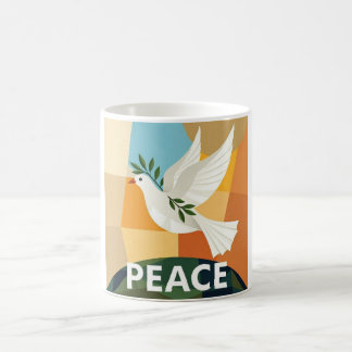 CANECA DE CAFÉ POMBA DA PAZ GEOMÉTRICA 