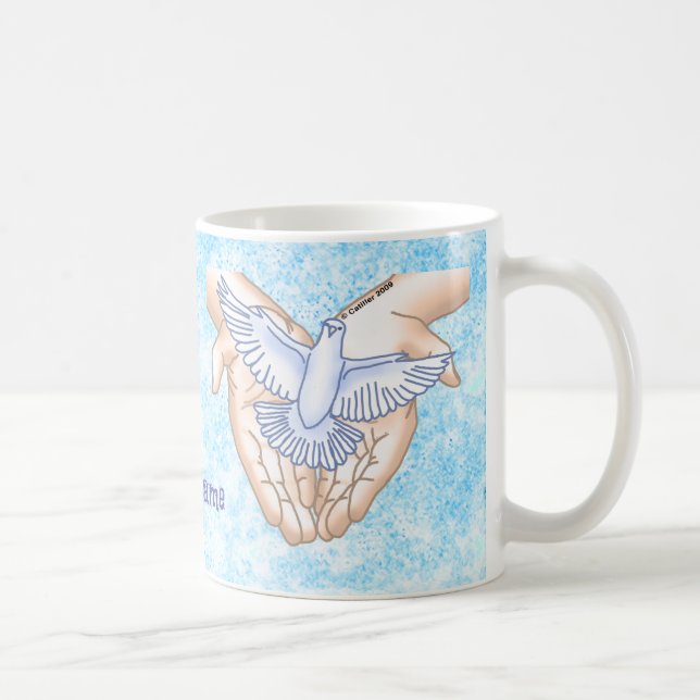 Caneca De Café Pomba das Mãos Cristãs (Direita)