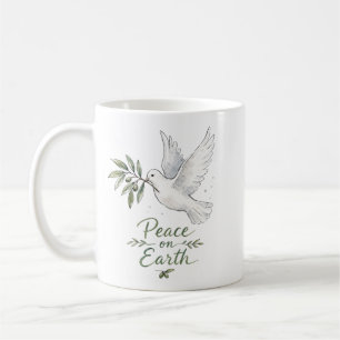 Caneca De Café Pomba de Aquarela Paz na Terra