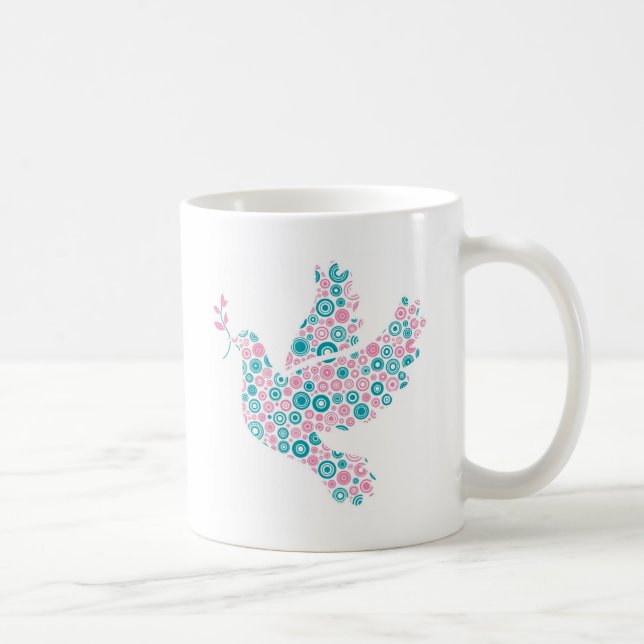 Caneca De Café POMBA do rosa e da cerceta (Direita)