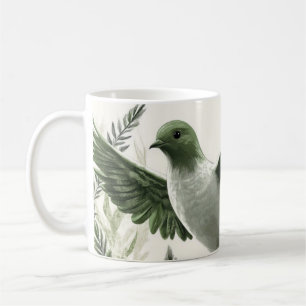 Caneca De Café pomba ou pombo voando entre folhagens
