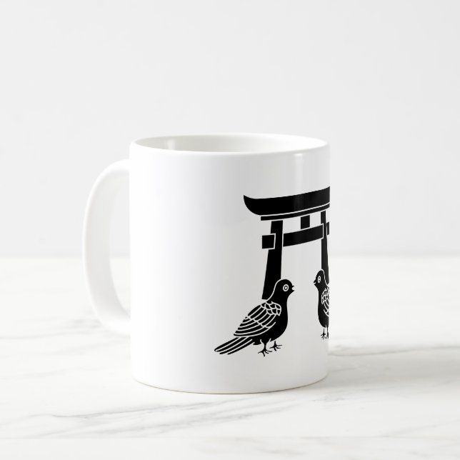 Caneca De Café Pombas viradas para Torii (Frente Esquerda)