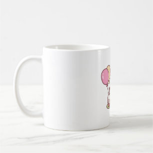 Caneca De Café Pombo Bastante Com Balões E Bolo De Aniversário