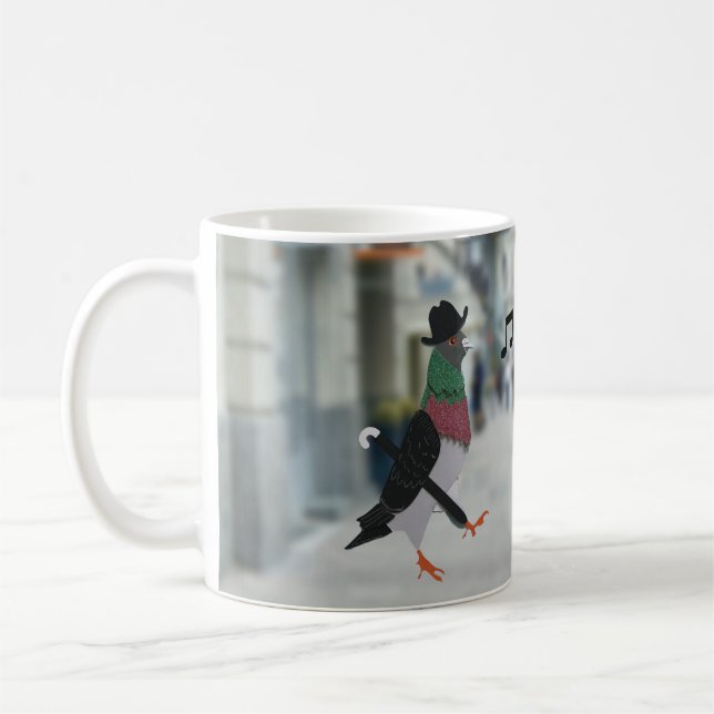 Caneca De Café Pombo Sobre A Cidade Engraçado (Esquerda)