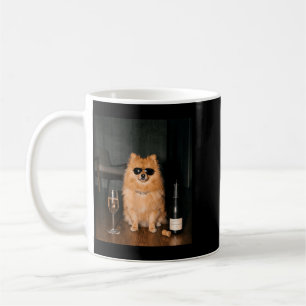 Caneca De Café Pomerânia Bebendo Champanhe Dia dos Pais Engraçado