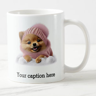 Caneca De Café Pomerânia de inverno adorável