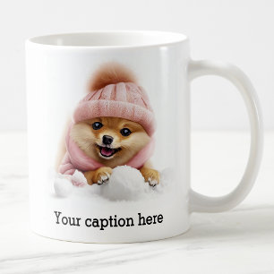 Caneca De Café Pomerânia de inverno adorável