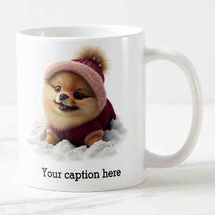 Caneca De Café Pomerânia de inverno adorável