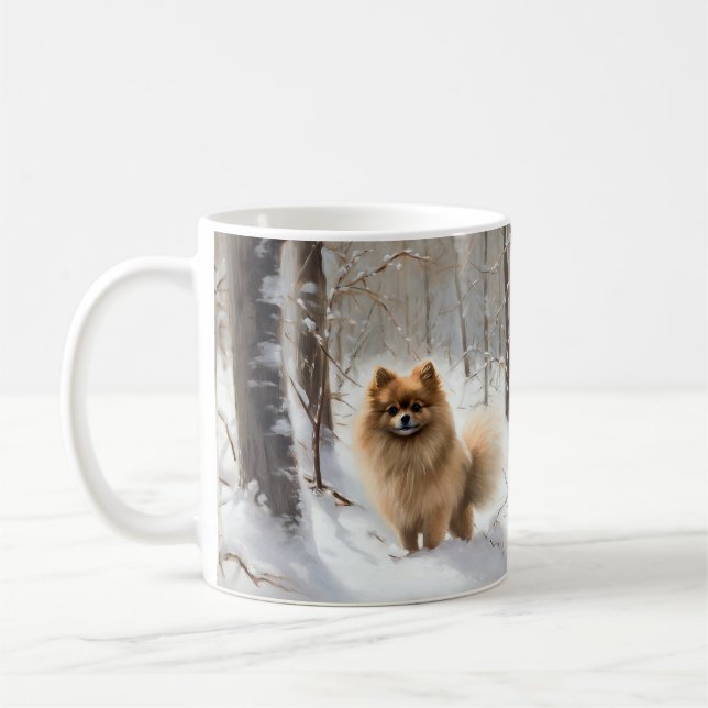 Caneca De Café Pomerânia Deixe Nevar Natal (Esquerda)