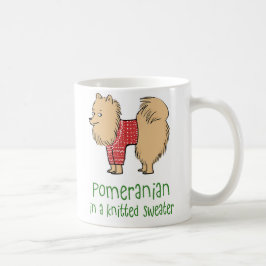 Caneca De Café Pomerânia em um suéter Knit | Cachorro Engraçado