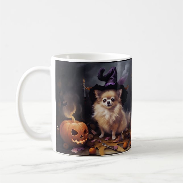 Caneca De Café Pomerânia Pumpkins Halloween Ascariado (Esquerda)