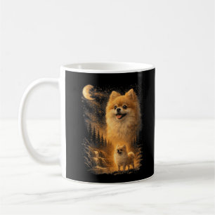 Caneca De Café Pomerânia Uivando para a Lua – Cachorro Engraçado