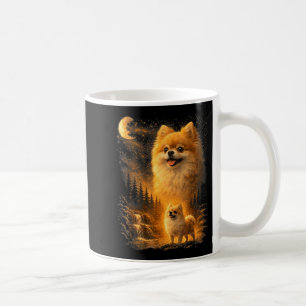 Caneca De Café Pomerânia uivando para a lua vintage 90s engraçado