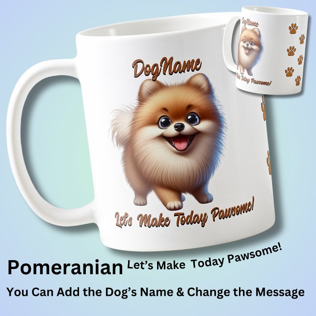 Caneca De Café Pomeraniano - Adicionar nome do cão, Alterar texto (Criador carregado)