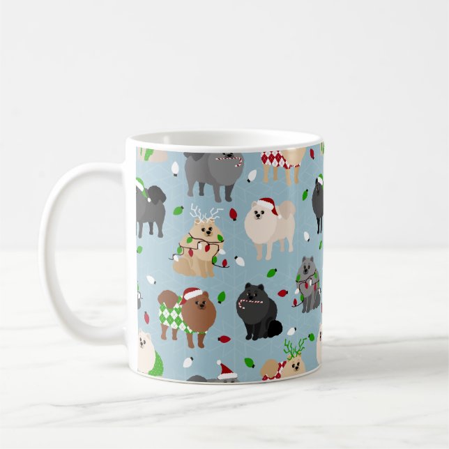 Caneca De Café Pomeranianos de Natal (Esquerda)