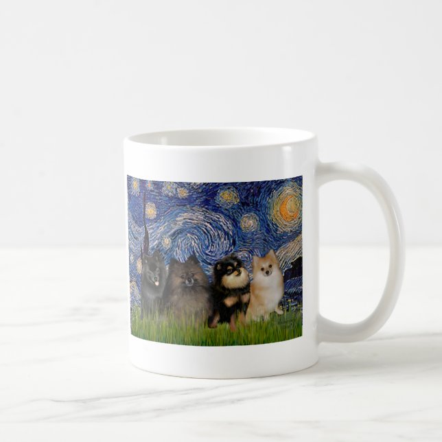 Caneca De Café Pomerânias (quatro) - Noite Estrelada (Direita)