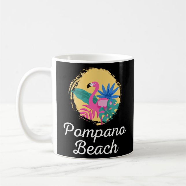 Caneca De Café Pompano Florida Beach Tropical Flamingo (Esquerda)