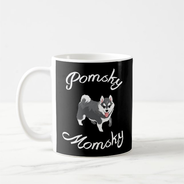 Caneca De Café Pomsky Momsky Pet Pomsky Mamãe (Esquerda)