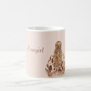 Caneca De Café Poncho de Vaqueira com Estampa de Vaca Rosa Choque