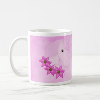 Caneca De Café Pônea Rosa e Flores Mug