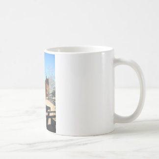 Caneca De Café Pônei marrom céu turquesa