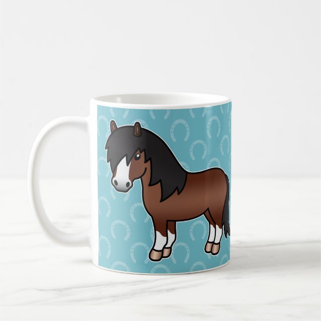 Caneca De Café Pônei Shetland de desenho marrom (Esquerda)