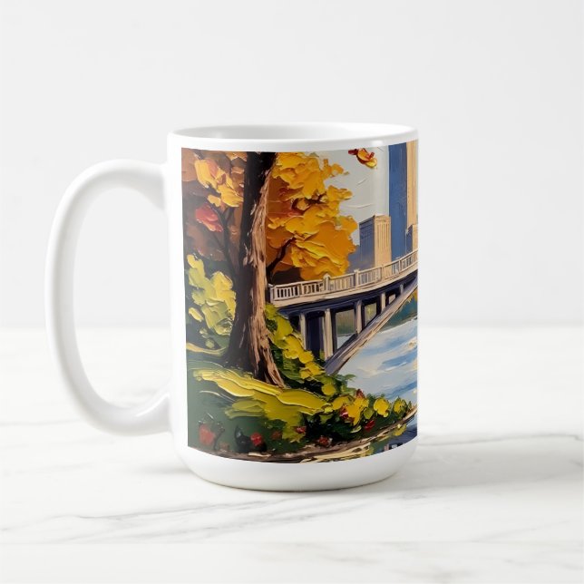 Caneca De Café Ponte Branca de Indianapolis Sobre o Rio Branco (Esquerda)