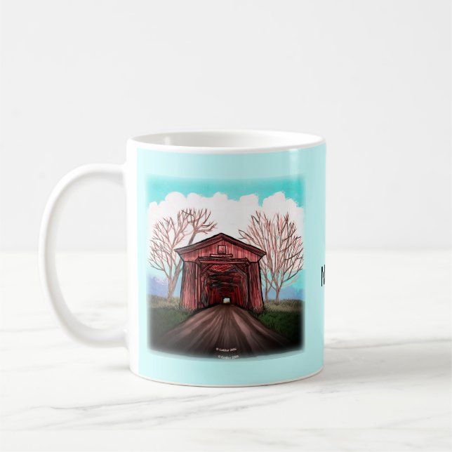 Caneca De Café Ponte Coberto Vermelho (Esquerda)