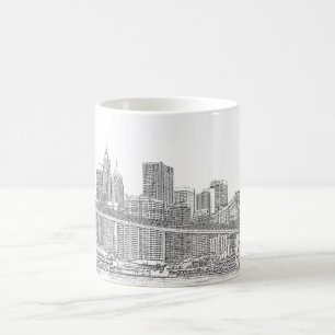 Caneca De Café Ponte de Brooklyn e skyline de Manhattan
