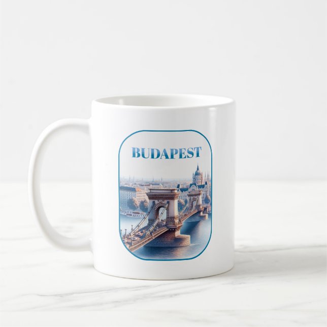 Caneca De Café Ponte de Cadeia Budapeste Széchenyi (Esquerda)