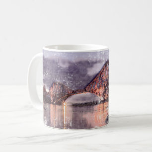 Caneca De Café Ponte Forth Atmosférica ao Crepúsculo Aquarela