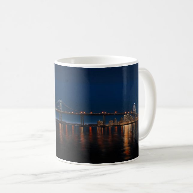 Caneca De Café Ponte Halifax À Noite (Frente Esquerda)