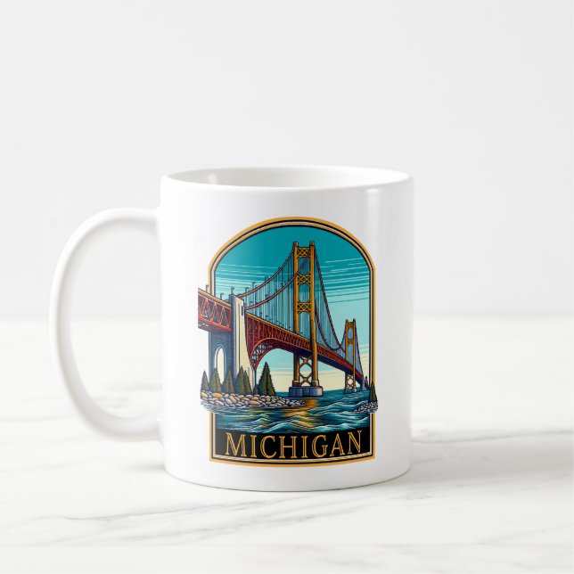 Caneca De Café Ponte Michigan Mackinaw (Esquerda)