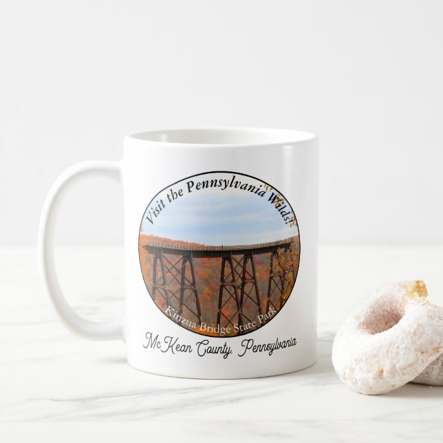 Caneca De Café Ponte Personalizada PA Wilds Souvenir Kinzua (Com Donut)