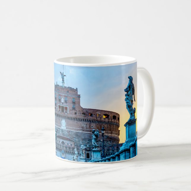 Caneca De Café Ponte Sant'Angelo ao amanhecer - Roma Itália (Frente Esquerda)