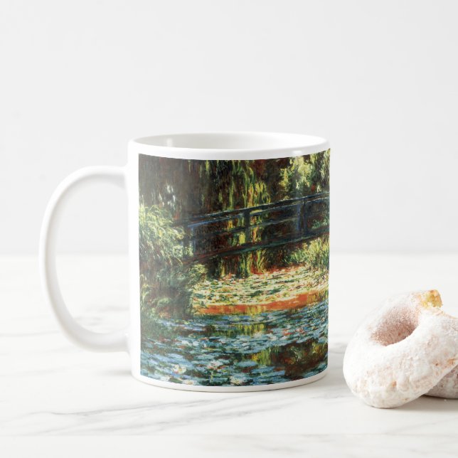 Caneca De Café Ponte sobre o Waterlily Pond, por Claude Monet (Com Donut)