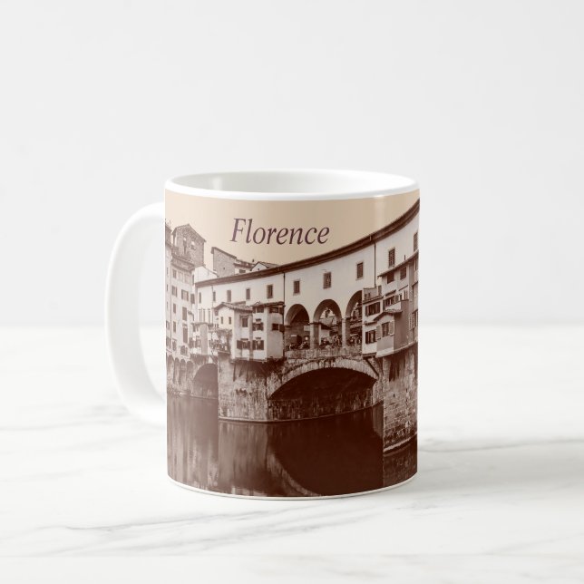 Caneca De Café Ponte Vecchio Castanho (Frente Esquerda)