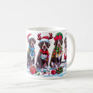 Caneca De Café Ponteiro alemão Santa que chifra o Natal