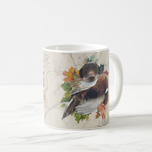 Caneca De Café Ponteiro de neve alemão com faisão de neve (Frente Esquerda)