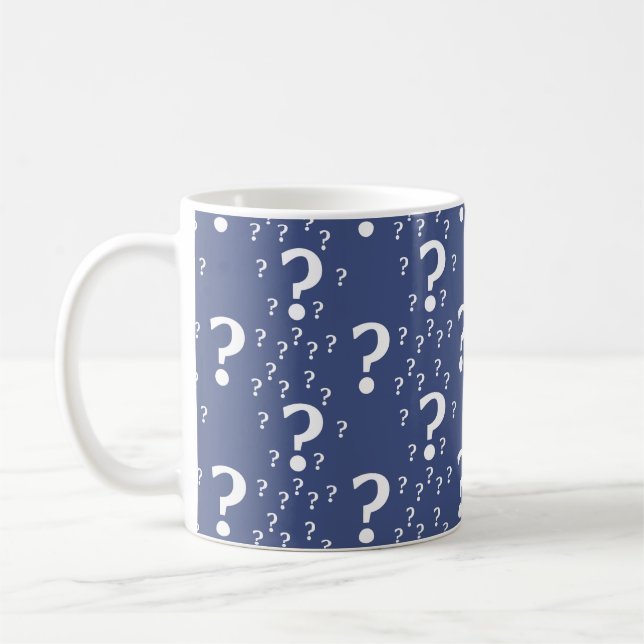 Caneca De Café Ponto de interrogação misterioso quebra-cabeça azu (Esquerda)
