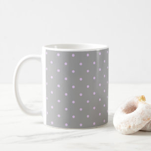 Caneca De Café Ponto Rosa Fundo Cinza Elegante Ponto Polka Pontil