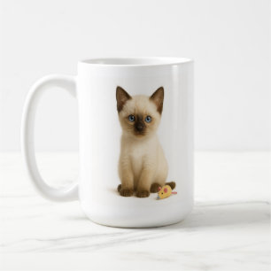 Caneca De Café Ponto tirado - Kitten Siamês com Rato de Brinquedo