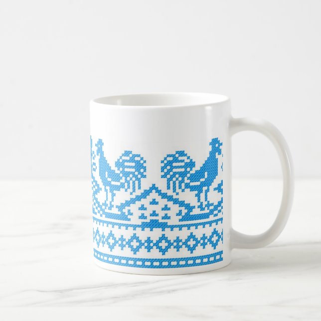 Caneca De Café Ponto transversal do galo azul (Direita)