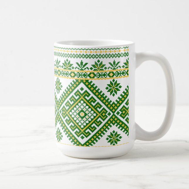 Caneca De Café Ponto transversal ucraniano verde clássico da (Direita)