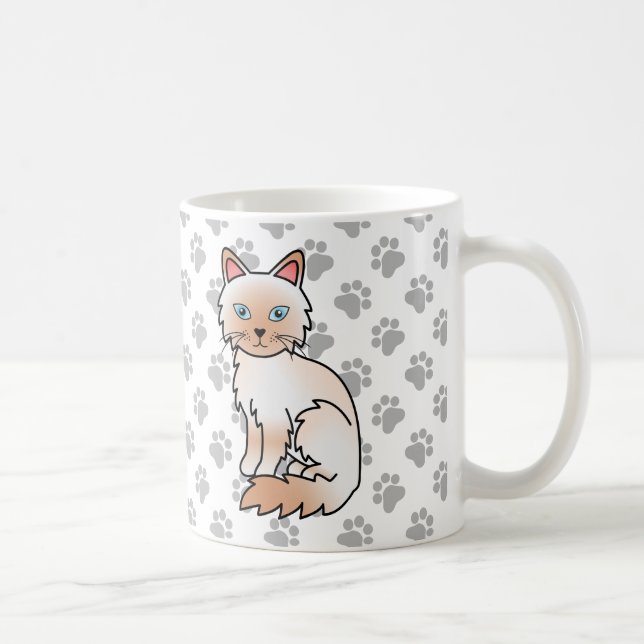 Caneca De Café Ponto Vermelho Birman / Ragdoll Gato Fofo & Patas (Direita)