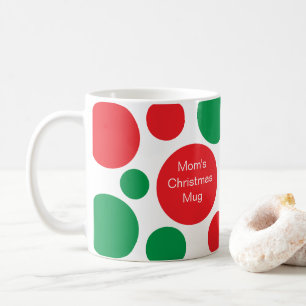 Caneca De Café Ponto Vermelho e Verde com Nome Natal