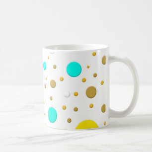 Caneca De Café Pontos Aleatórios Amarelos Turquesa Dourados